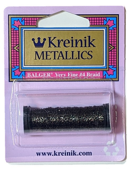 Kreinik Metallic Very Fine #4 Braid / 010HL Steel Grey High Lustre