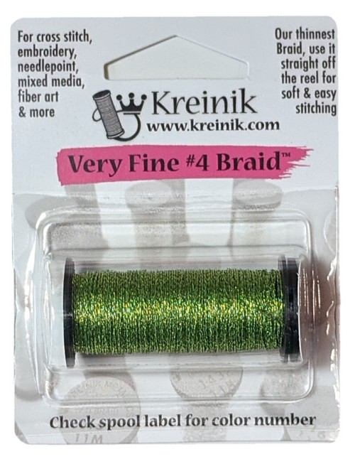 Kreinik Metallic Very Fine #4 Braid / 015HL Chartreuse High Lustre