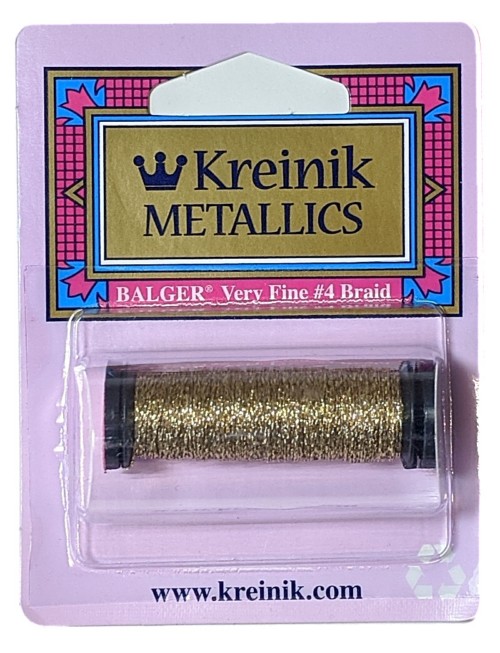 Kreinik Metallic Very Fine #4 Braid / 017HL White Gold High Lustre