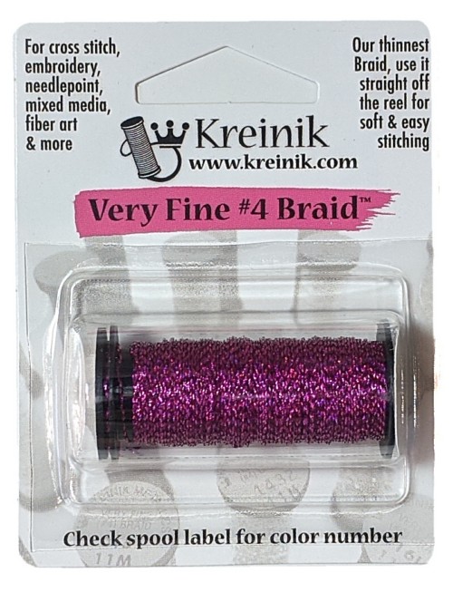 Kreinik Metallic Very Fine #4 Braid / 024L Fiery Fuchsia