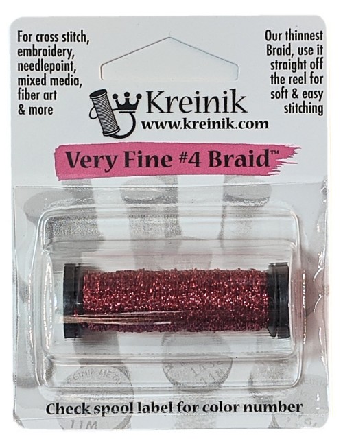 Kreinik Metallic Very Fine #4 Braid / 031 Crimson