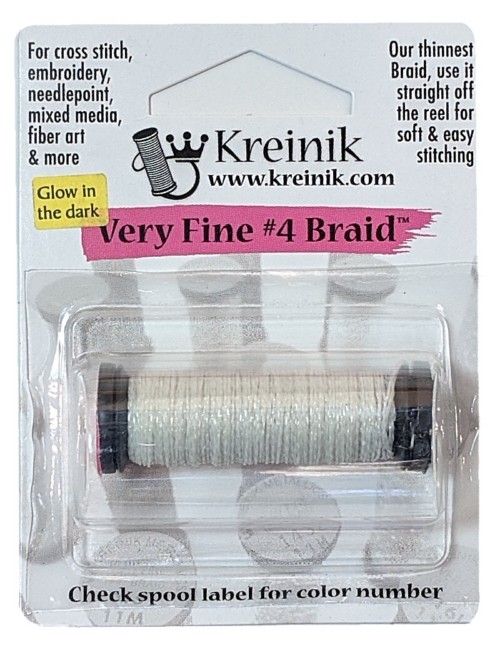 Kreinik Metallic Very Fine #4 Braid / 052F Glow-in-the-Dark Grapefruit