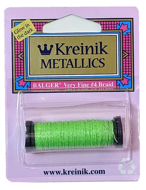Kreinik Metallic Very Fine #4 Braid / 053F Glow-in-the-Dark Lime