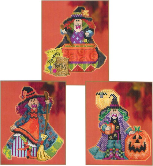  Ghost Trilogy Mill Hill Beaded Cross Stitch Kits, Set of 3 -  Eerie, Ellis and Essence Plus Decorative 'Needleworker' Sticker