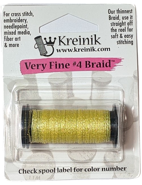 Kreinik Metallic Very Fine #4 Braid / 091 Star Yellow