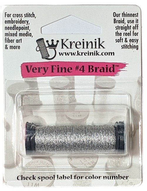 Kreinik Metallic Very Fine #4 Braid / 101 Platinum