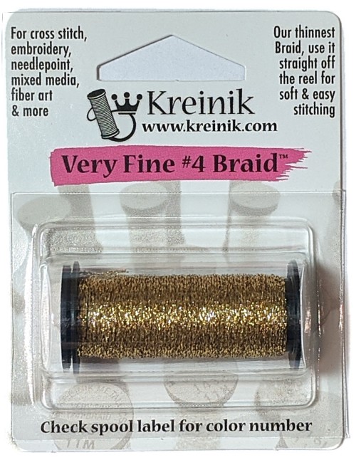 Kreinik Metallic Very Fine #4 Braid / 202HL Aztec Gold High Lustre