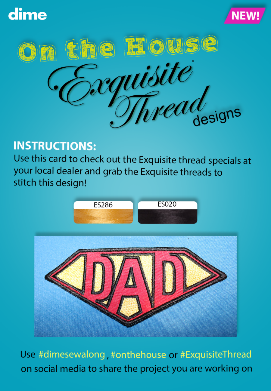 Super Dad Shield and ES286 ES020 recommended thread colors.