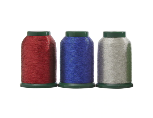 Red, white and blue spools of Kingstar Metallic Thread