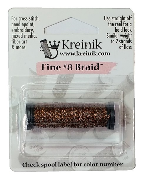 Kreinik Metallic Fine #8 Braid / 021L Coptic Copper