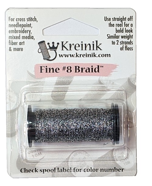 Kreinik Metallic Fine #8 Braid / 019 Pewter