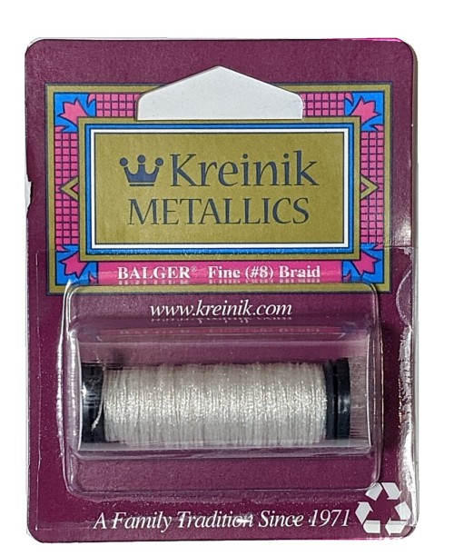 Kreinik Metallic Fine #8 Braid / 100 White