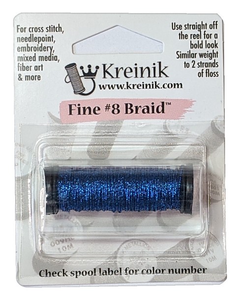 Kreinik Metallic Fine #8 Braid / 051HL Sapphire High Lustre