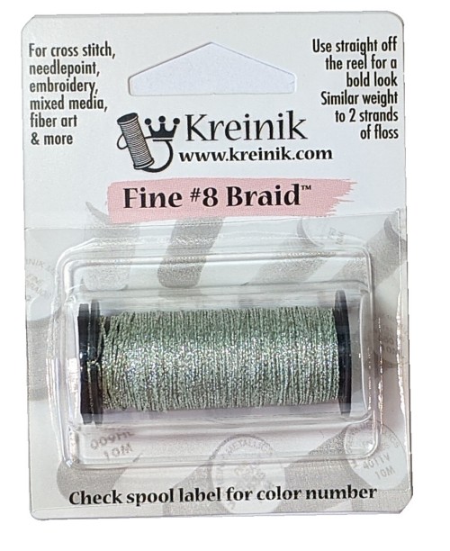 Kreinik Metallic Fine #8 Braid / 089 Aspen Green 