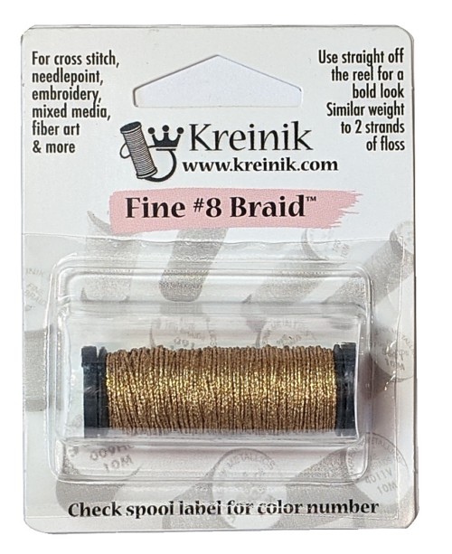 Kreinik Metallic Fine #8 Braid / 002V Vintage Gold