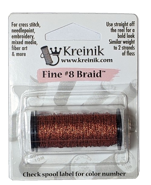 Kreinik Metallic Fine #8 Braid / 152V Vintage Sienna 