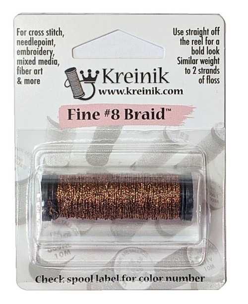 Kreinik Metallic Fine #8 Braid / 021HL Copper High Lustre 