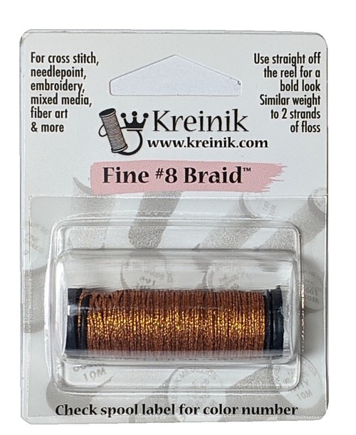 Kreinik Metallic Fine #8 Braid / 150V Vintage Amber 