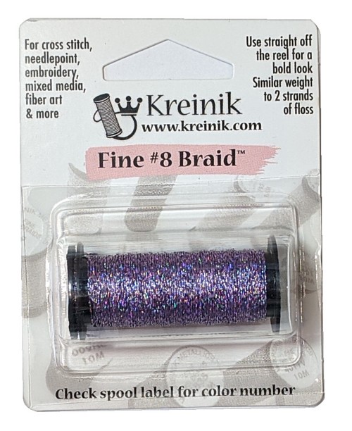 Kreinik Metallic Fine #8 Braid / 012L Lavendar-tric (WHILE SUPPLIES LAST)