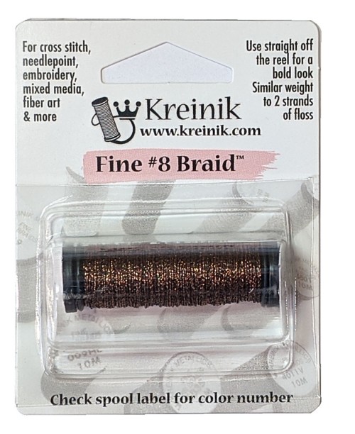 Kreinik Metallic Fine #8 Braid / 052HL Bronze High Lustre