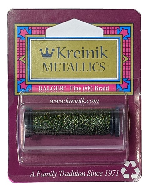 Kreinik Metallic Fine #8 Braid / 016L Olive Moss
