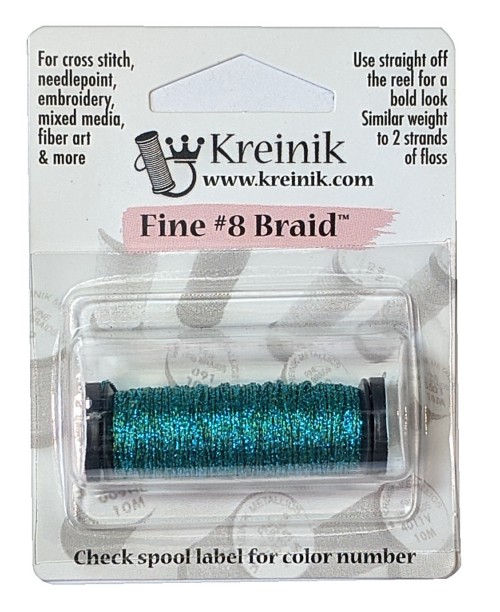 Kreinik Metallic Fine #8 Braid / 029 Turquoise