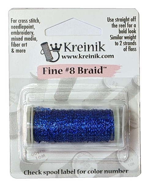 Kreinik Metallic Fine #8 Braid / 033L Royal Blast