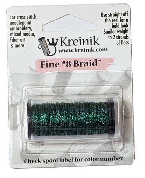Kreinik Metallic Fine #8 Braid / 009HL Emerald High Lustre
