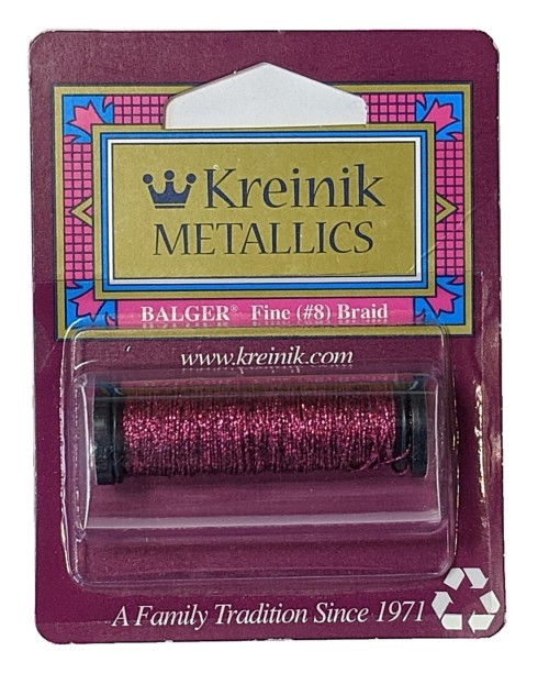 Kreinik Metallic Fine #8 Braid / 024HL Fuchsia High Lustre 