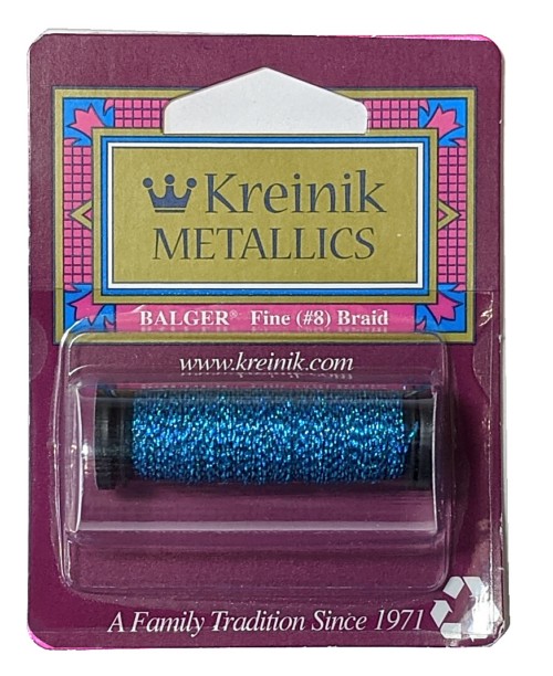 Kreinik Metallic Fine #8 Braid / 029L Dyelectric Blue