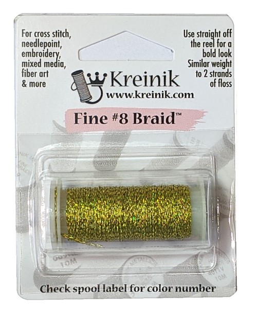 Kreinik Metallic Fine #8 Braid / 028L Solar Flair