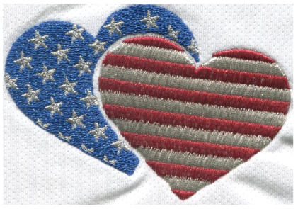 stars and stripes overlapped pair of hearts