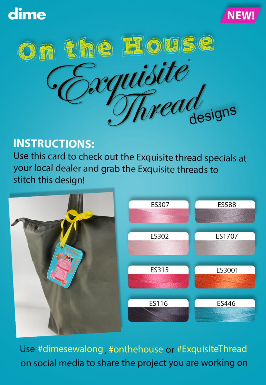 Suggested Exquisite thread colors for Trippin' Luggage Tag project