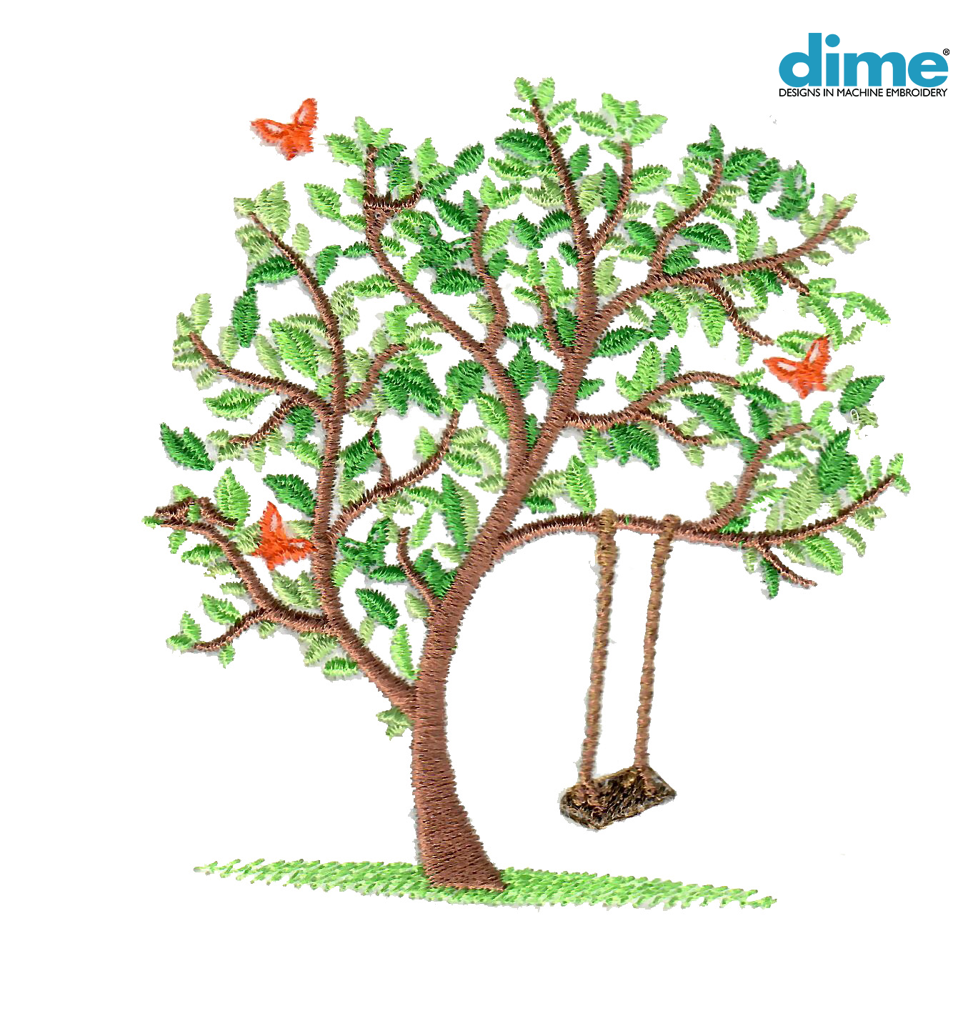 Summer tree with birds and swing