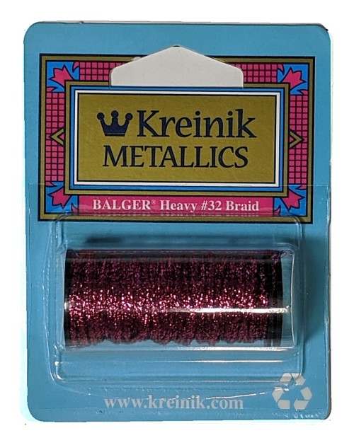 Kreinik Metallic Heavy #32 Braid / 024HL Fuchsia High Lustre 