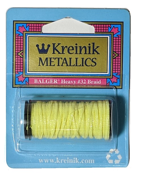Kreinik Metallic Heavy #32 Braid / 054F Glow-in-the Dark Lemon Lime 