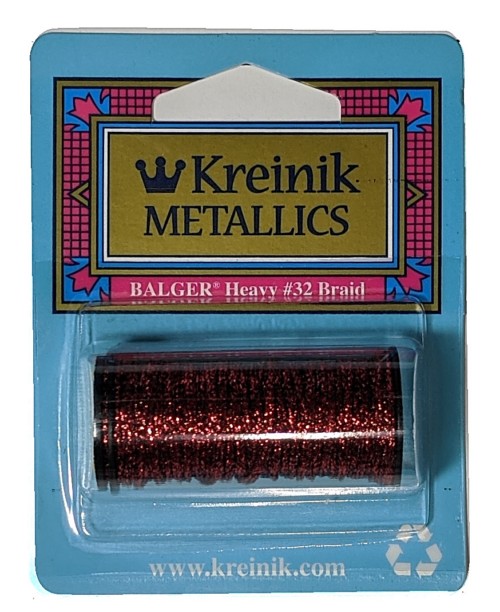 Kreinik Metallic Heavy #32 Braid / 003HL Red High Lustre