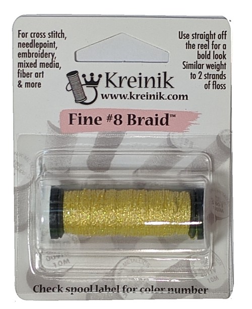 Kreinik Metallic Fine #8 Braid / 091 Star Yellow