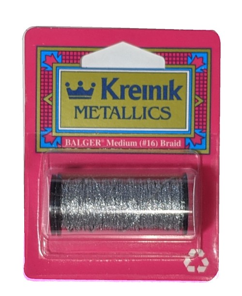 Kreinik Metallic Medium #16 Braid / 001 Silver