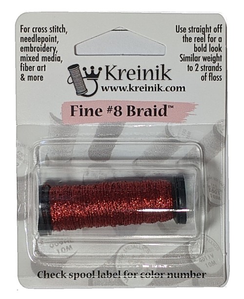 Kreinik Metallic Fine #8 Braid / 003 Red