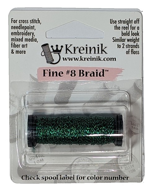 Kreinik Metallic Fine #8 Braid / 008L Kinetic Kelly