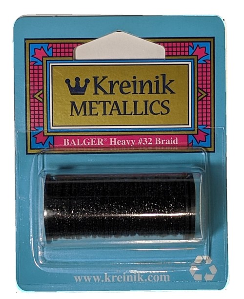 Kreinik Metallic Heavy #32 Braid / 005HL Black High Lustre