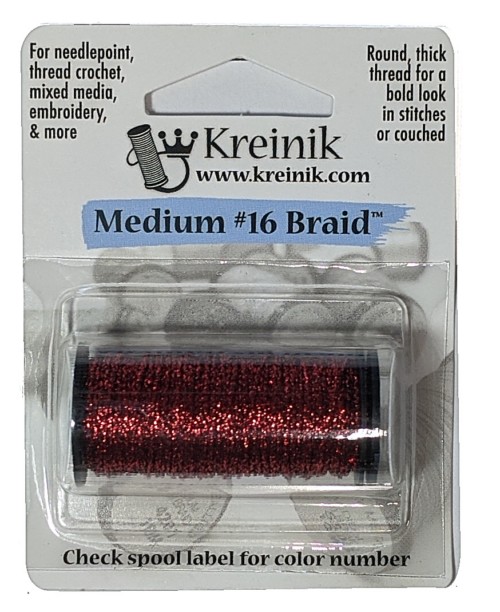 Kreinik Metallic Medium #16 Braid / 003HL Red High Lustre