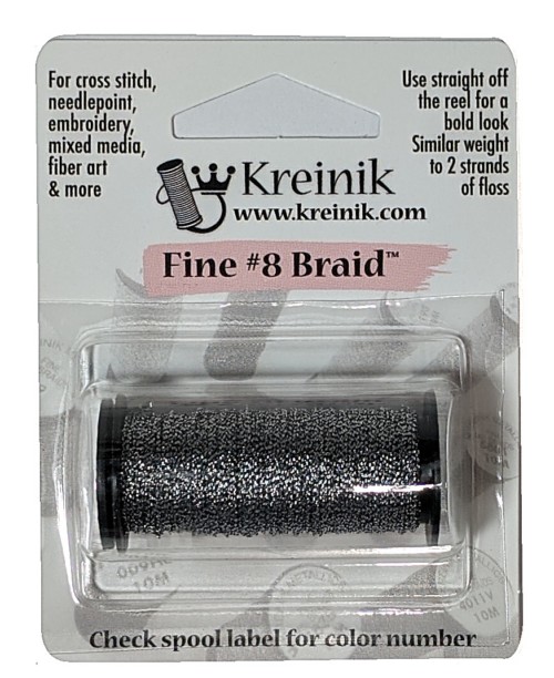 Kreinik Metallic Fine #8 Braid / 105C Antique Silver Cord
