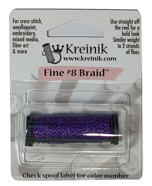 Kreinik Metallic Fine #8 Braid / 026L  Punchy Purple (WHILE SUPPLIES LAST)