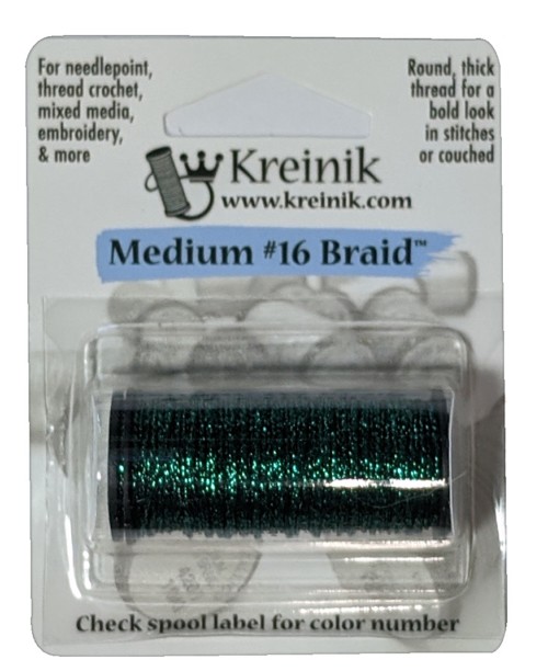 Kreinik Metallic Medium #16 Braid / 009HL Emerald High Lustre