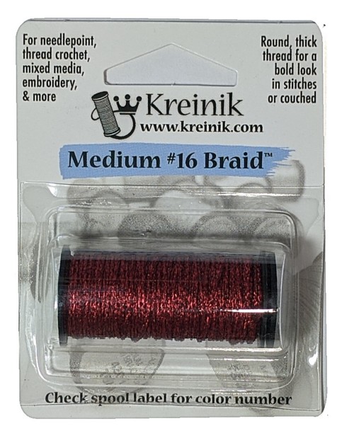 Kreinik Metallic Medium #16 Braid / 003V Vintage Red 
