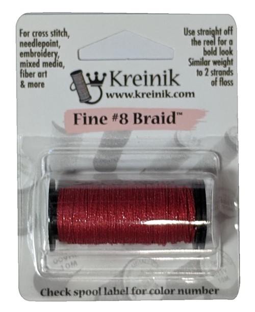 Kreinik Metallic Fine #8 Braid / 5505 Red Pepper