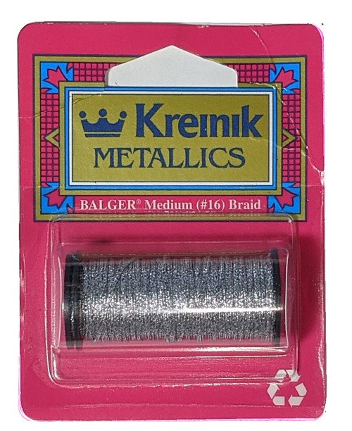 Kreinik Metallic Medium #16 Braid / 001HL Silver High Lustre