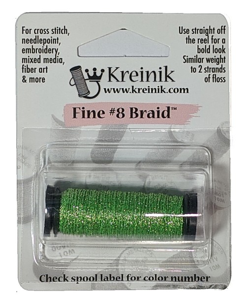 Kreinik Metallic Fine #8 Braid / 5027 Electric Apple